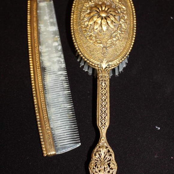 Vanity Set Vintage Five Piece Brass - Picture 9 of 14